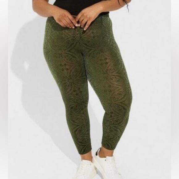 Torrid Deep Depths Full Length Signature Waist Velvet Burnout Legging - Picture 2 of 10